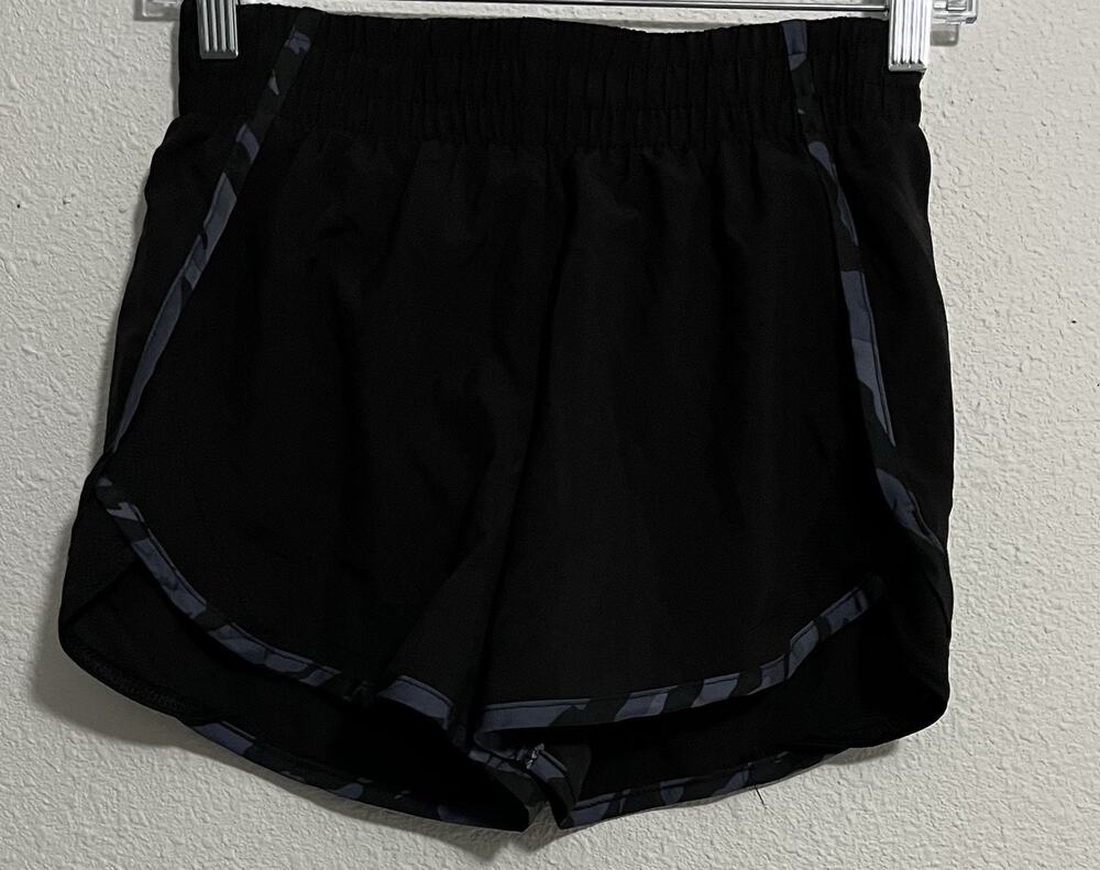 Athletic Works Girls Black Mesh Lined Activewear Shorts L (10-12) Running